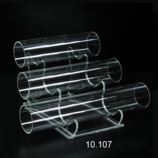 Expositor pulseras en escalera, 3 tubos de 25- 20-15 cm largo, metacrilato